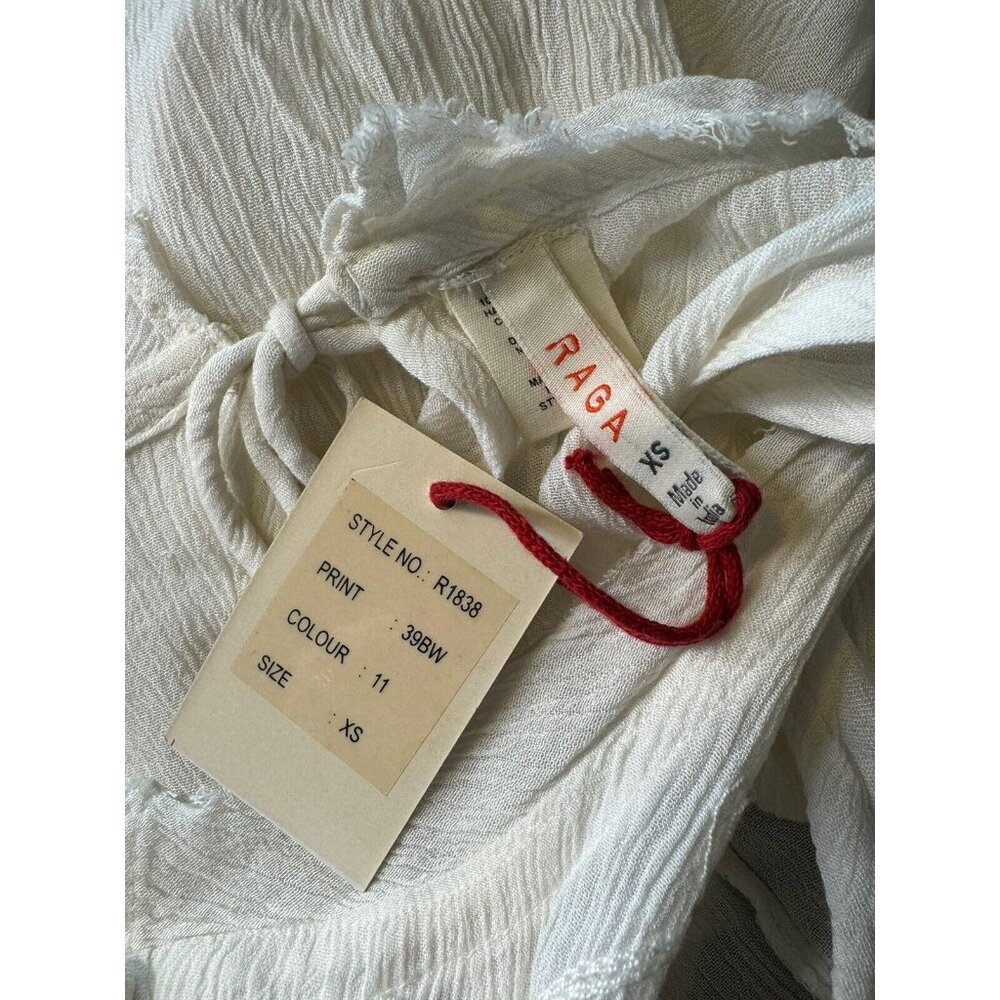 Anthropologie RAGA Women's Sz XS White EMBROIDERED PEARL Baby Doll Midi Dress - Picture 3 of 10